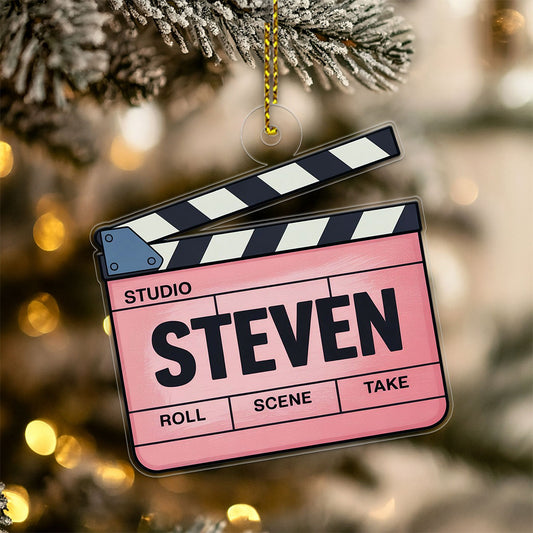 Personalized Clapperboard Ornament, Custom Movie Lover Christmas Ornament, Film Buff Gift, Holiday Keepsake, Unique Film Decoration