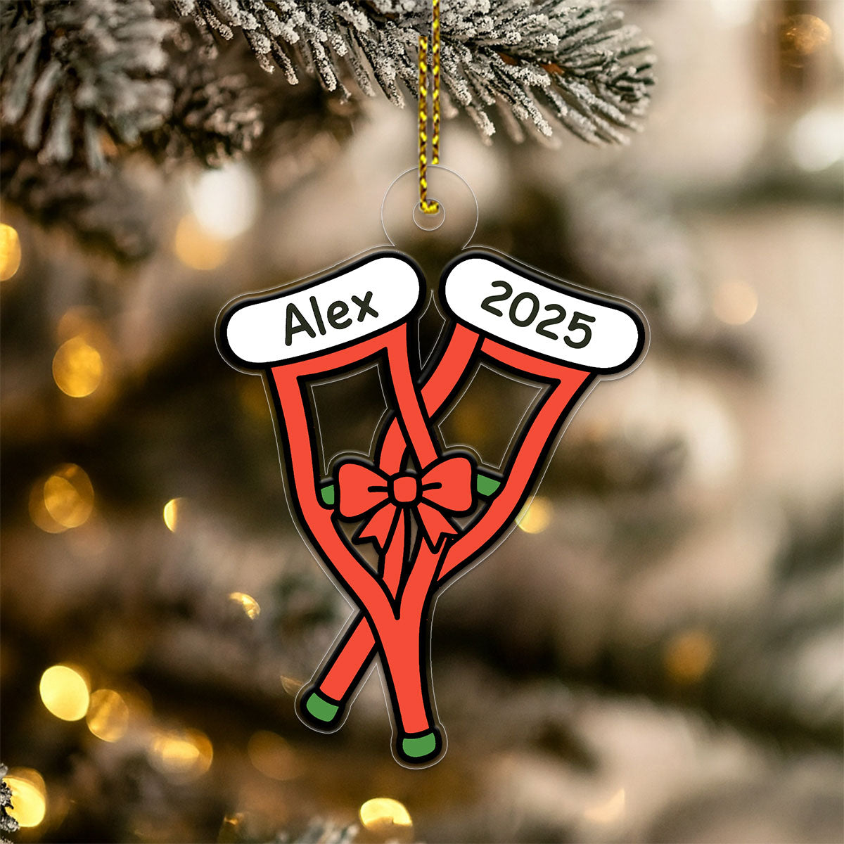 Personalized Crutches Christmas Ornament, Custom Injury Recovery Ornament, Broken Leg Gift, Funny Medical Ornament, Holiday Keepsake