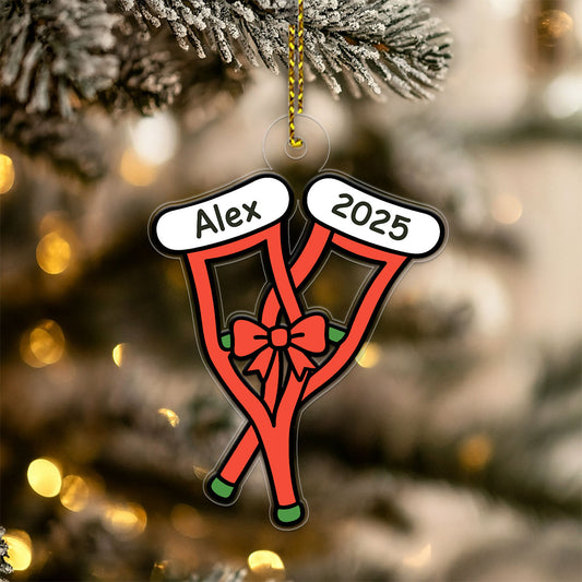 Personalized Crutches Christmas Ornament, Custom Injury Recovery Ornament, Broken Leg Gift, Funny Medical Ornament, Holiday Keepsake