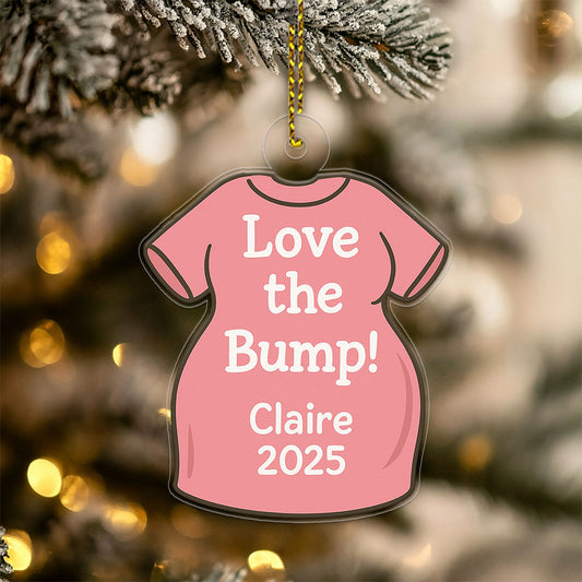 Personalized Love the Bump Ornament, Custom Pregnancy Ornament, New Mom Gift, Expecting Parents Ornament, Baby Announcement Keepsake