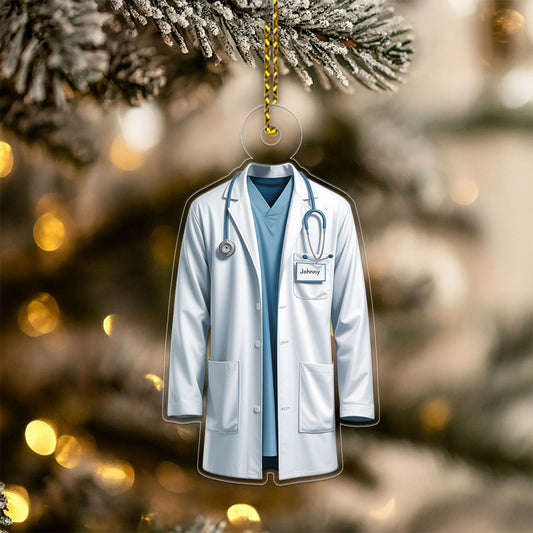 Personalized Name Blue Doctor Coat For Surgeon, Dentist