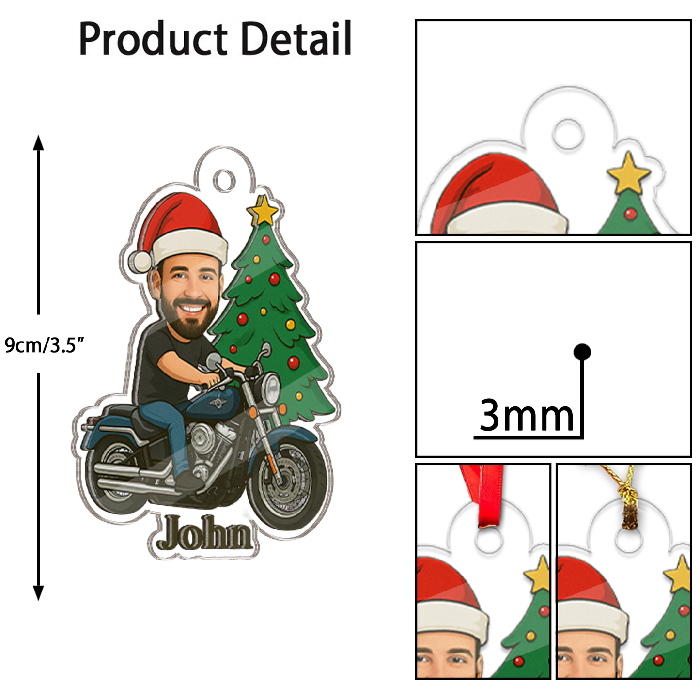 Custom Photo Motorbike Ornament, Unique Gift for Motorbike Lovers, Biker Christmas Ornament, Xmas Gift for Biker