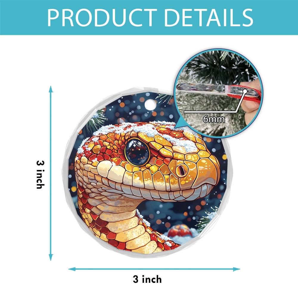 Beautiful Angus Snake Christmas Night Design 4 Glass Ornament