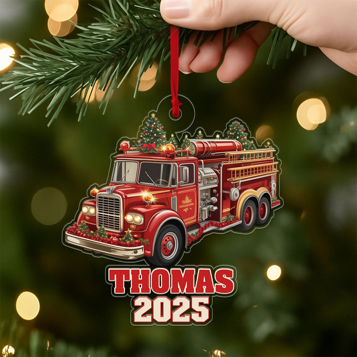 Custom Name Fire Truck Xmas
