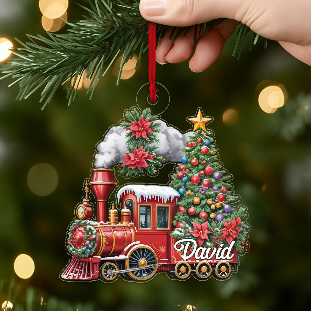 Custom Name Train Christmas Ornament