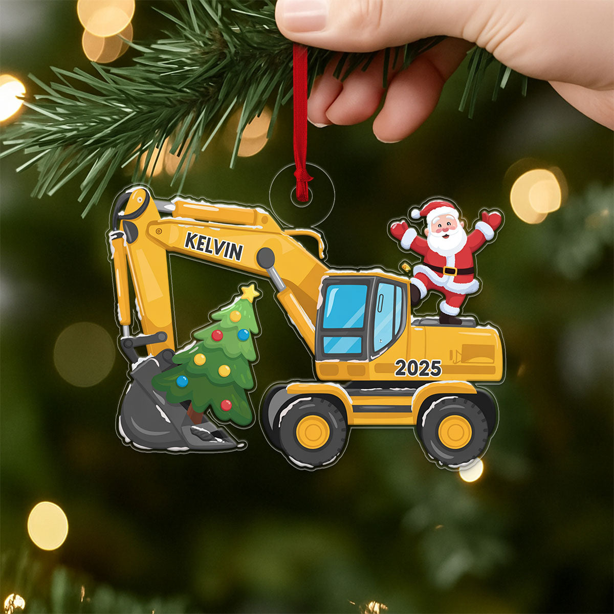 Custom Name Xmas Excavator Construction