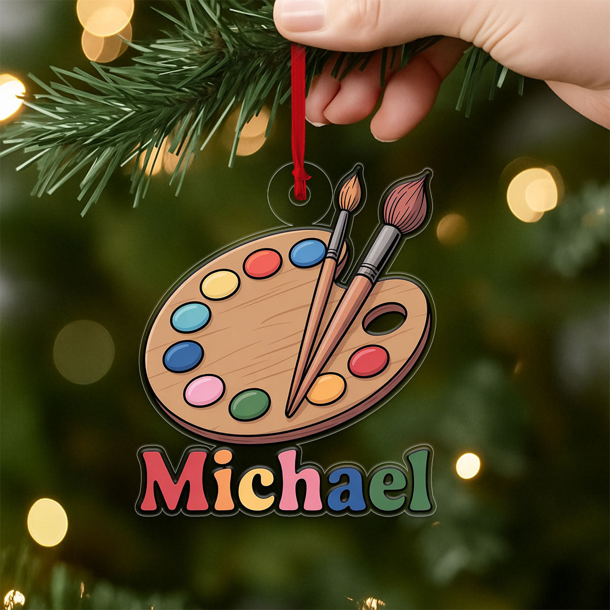 Custom Paint Palette Ornament, Personalized Art Christmas Ornament, Gift for Painter, Artistic Holiday Keepsake, Unique Xmas Decoration