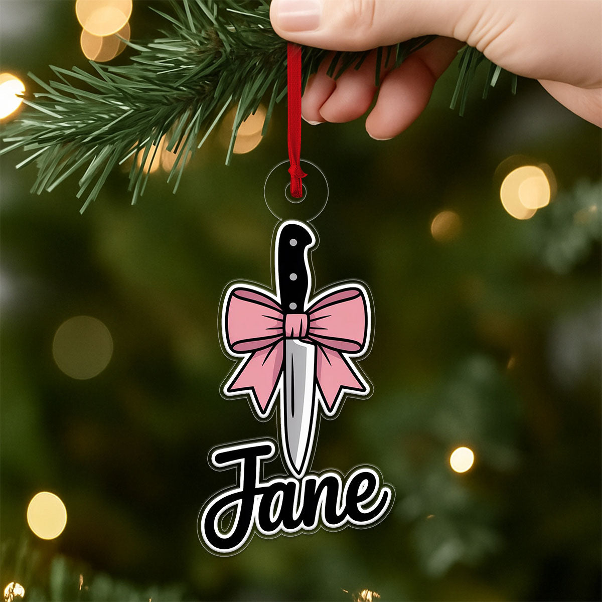 Personalized Bow Knife Ornament, Custom Hunting Christmas Ornament, Funny Gag Gift, Knife Lover Ornament, Unique Weapon Holiday Decoration
