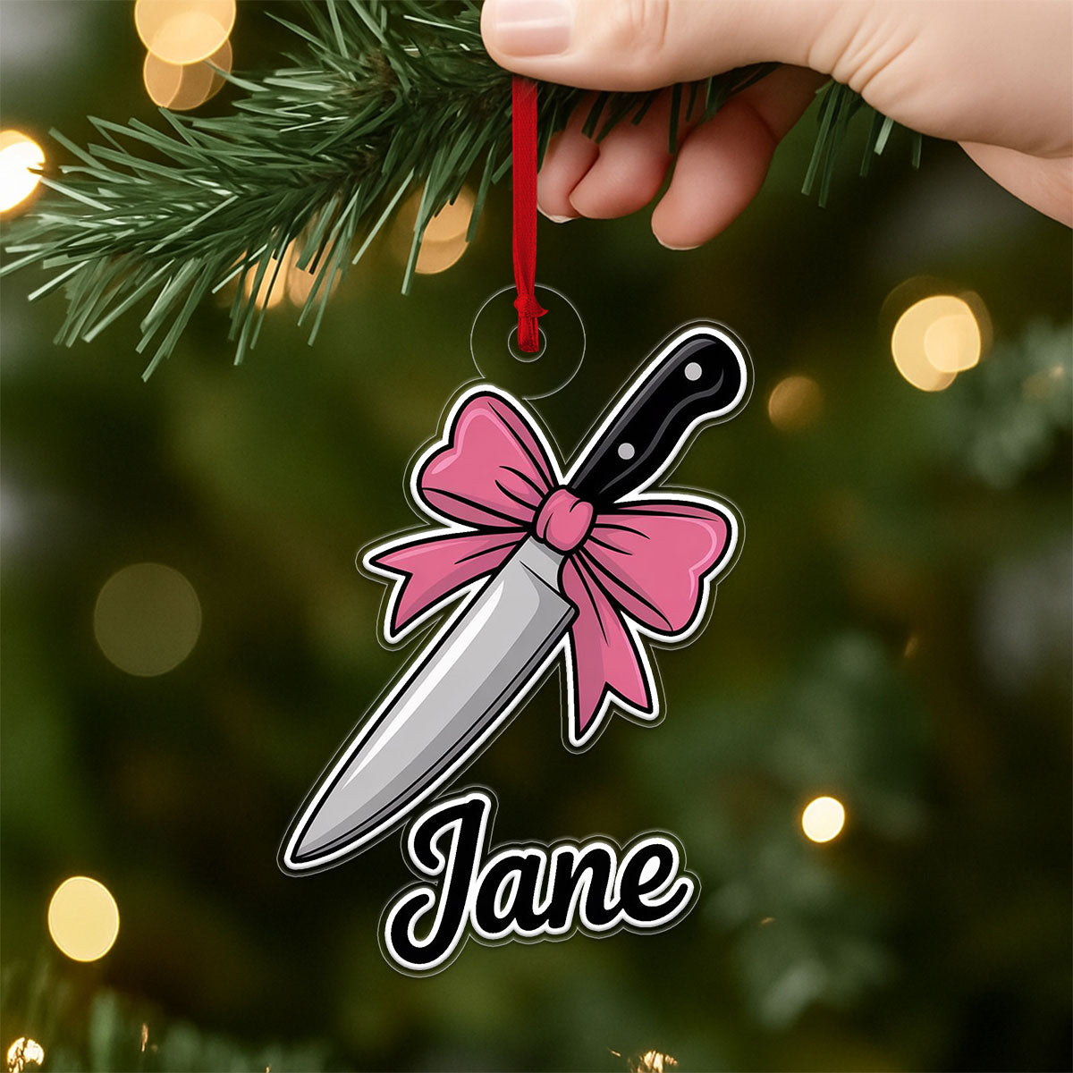 Personalized Bow Knife Ornament, Custom Hunting Christmas Ornament, Funny Gag Gift, Knife Lover Christmas Ornament, Unique Weapon Decoration