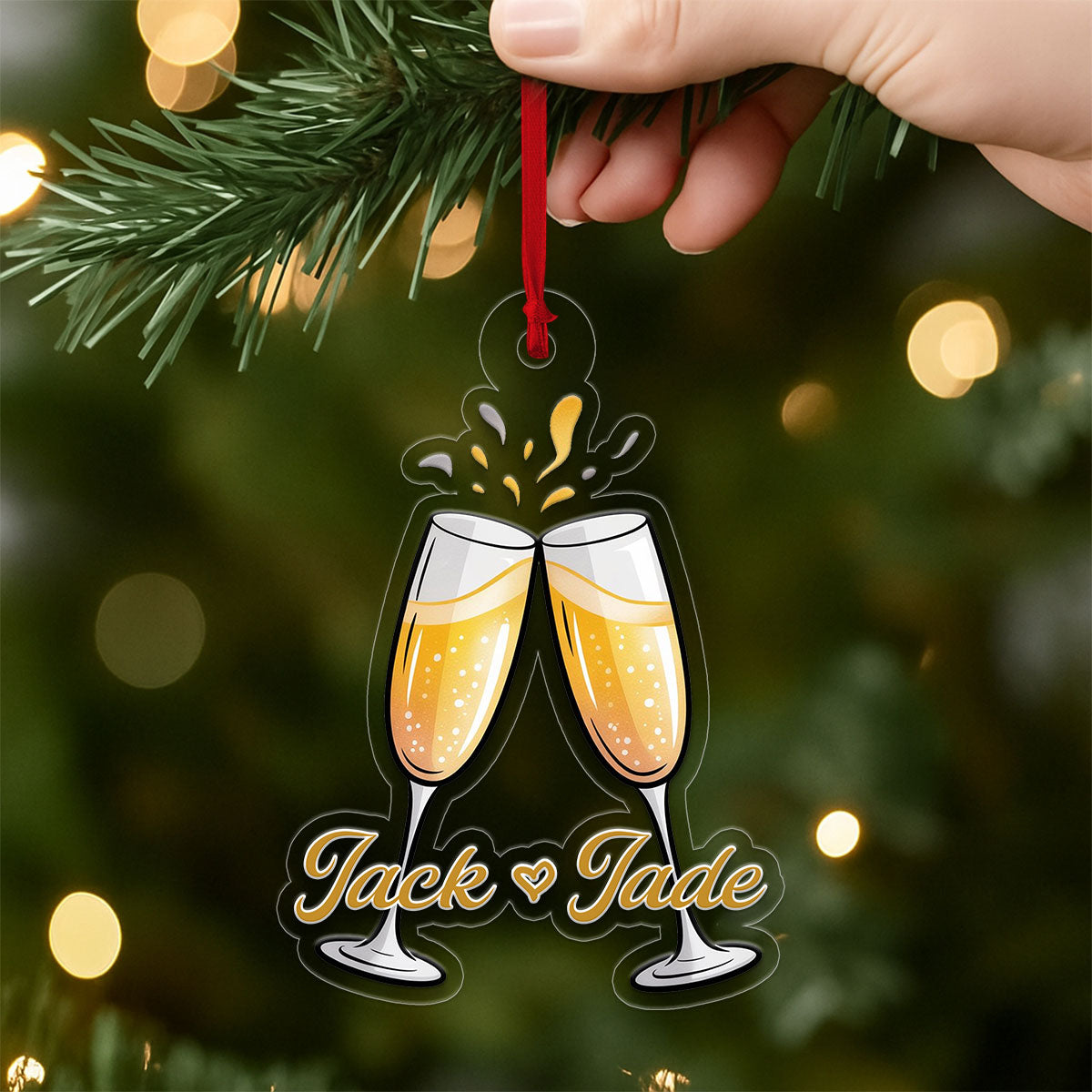 Personalized Cheers Champagne Acrylices Ornament