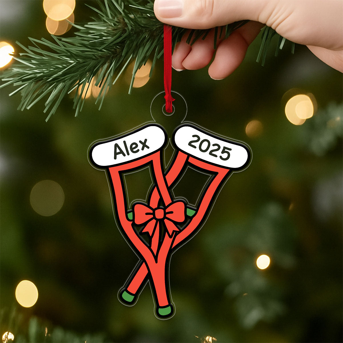 Personalized Crutches Christmas Ornament, Custom Injury Recovery Ornament, Broken Leg Gift, Funny Medical Ornament, Holiday Keepsake