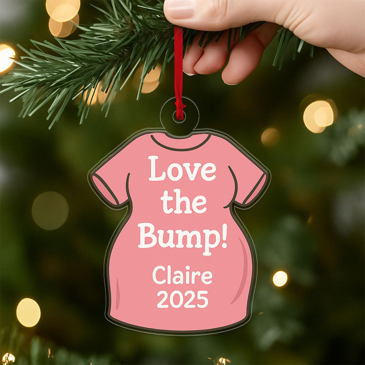 Personalized Love the Bump Ornament, Custom Pregnancy Ornament, New Mom Gift, Expecting Parents Ornament, Baby Announcement Keepsake