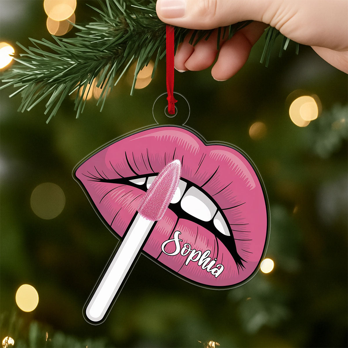 Personalized Sexy Lips Ornament, Custom Lipstick Lips Ornament, Funny Adult Gag Gift, Holiday Decoration, Sexy Girl Ornament