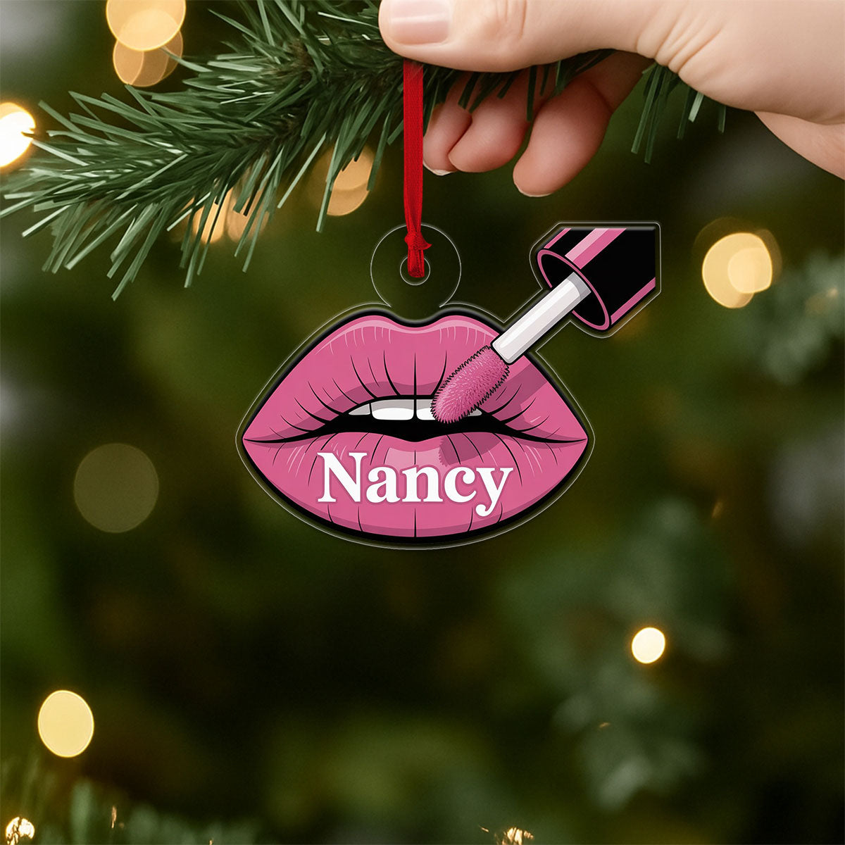 Personalized Sexy Lips Ornament, Custom Lipstick Lips Ornament, Adult Gag Gift, Holiday Decoration, Sexy Girl Ornament, Funny Ornament