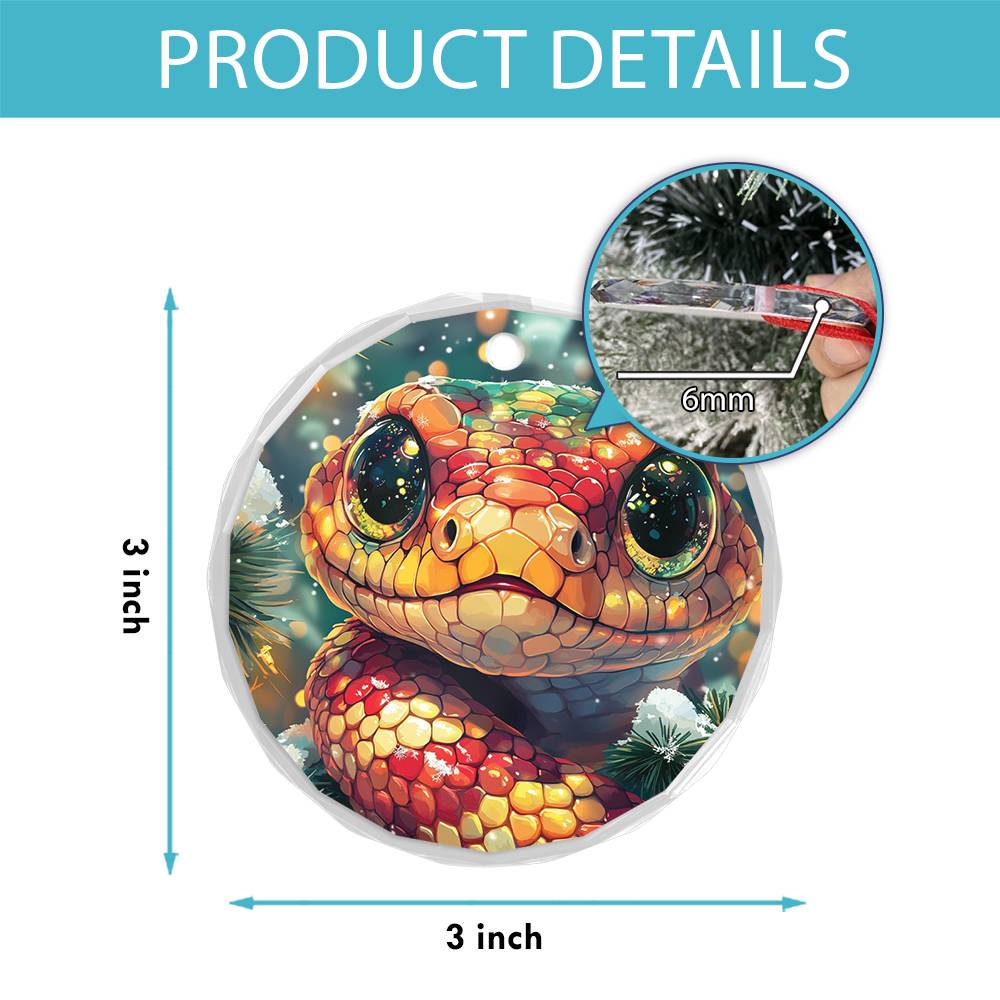 Beautiful Angus Snake Christmas Night Design 3 Glass Ornament