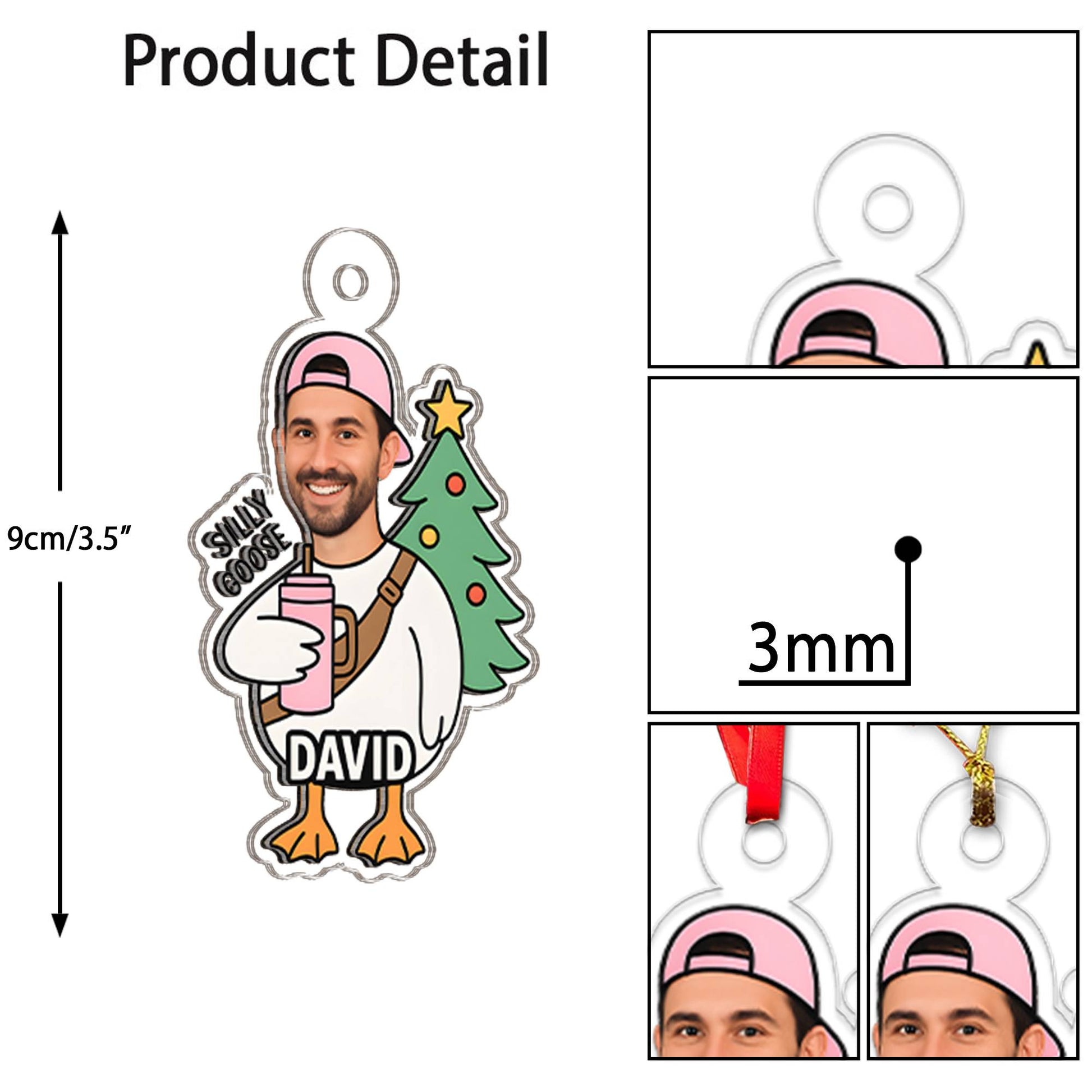 Custom Photo Silly Goose Ornament, Personalized Photo Gift, Funny Goose Decoration, Christmas Photo Ornament