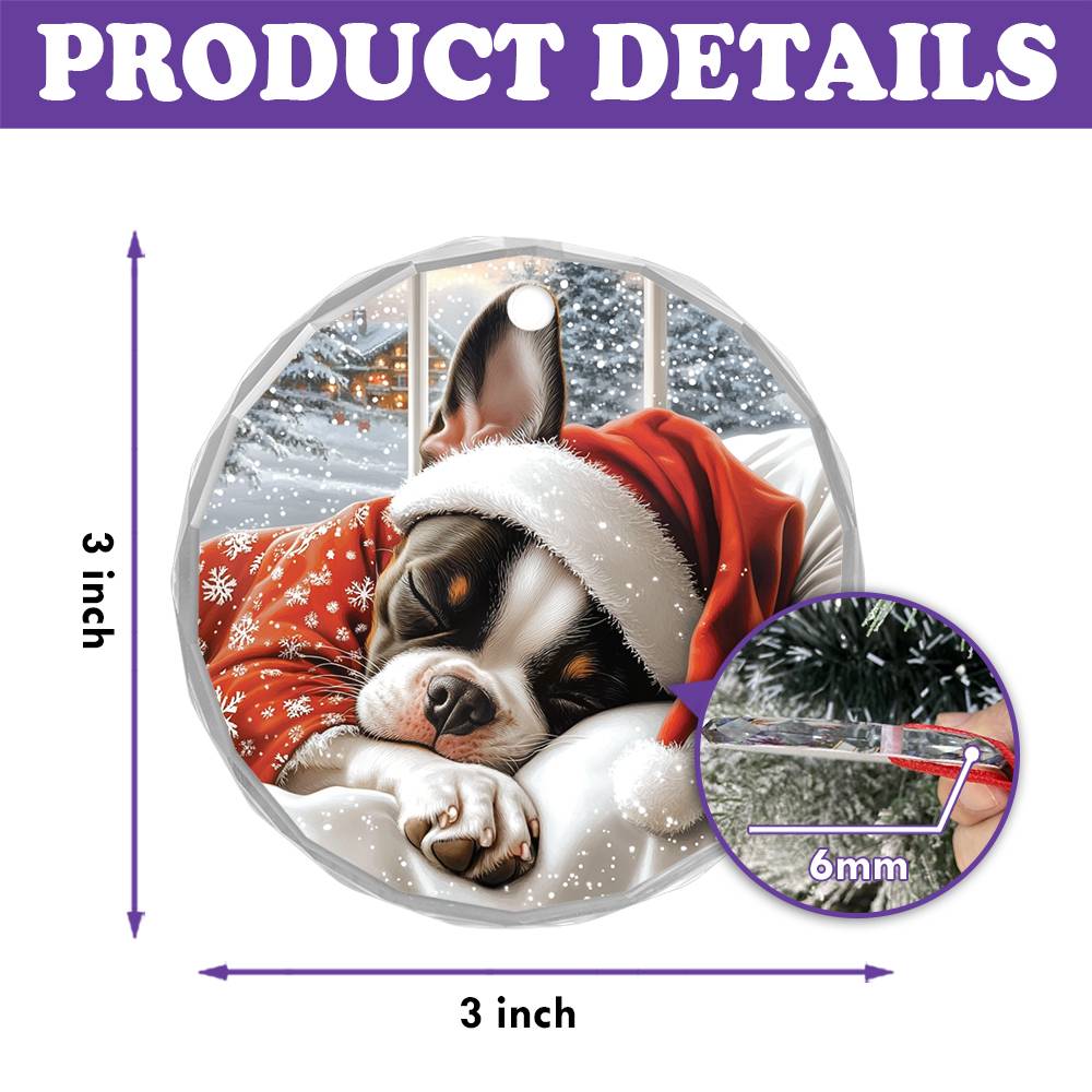 Boston Terrier Dog Sleeping In Bed Design 4