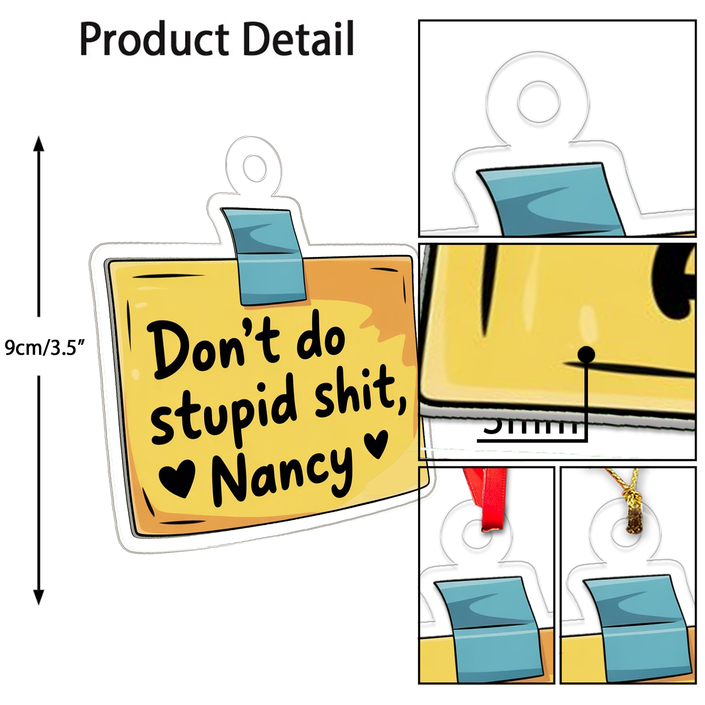 Personalized Don't Do Stupid Ornament, Gift For Friends, Funny Ornament Gift, Spunky Decor, Funny Note Paper Ornament