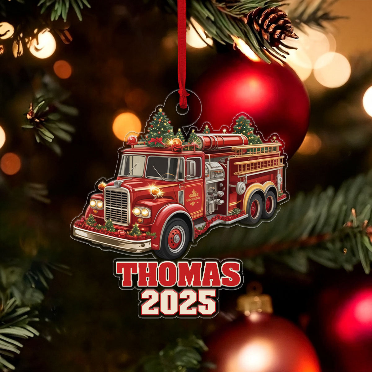 Custom Name Fire Truck Xmas