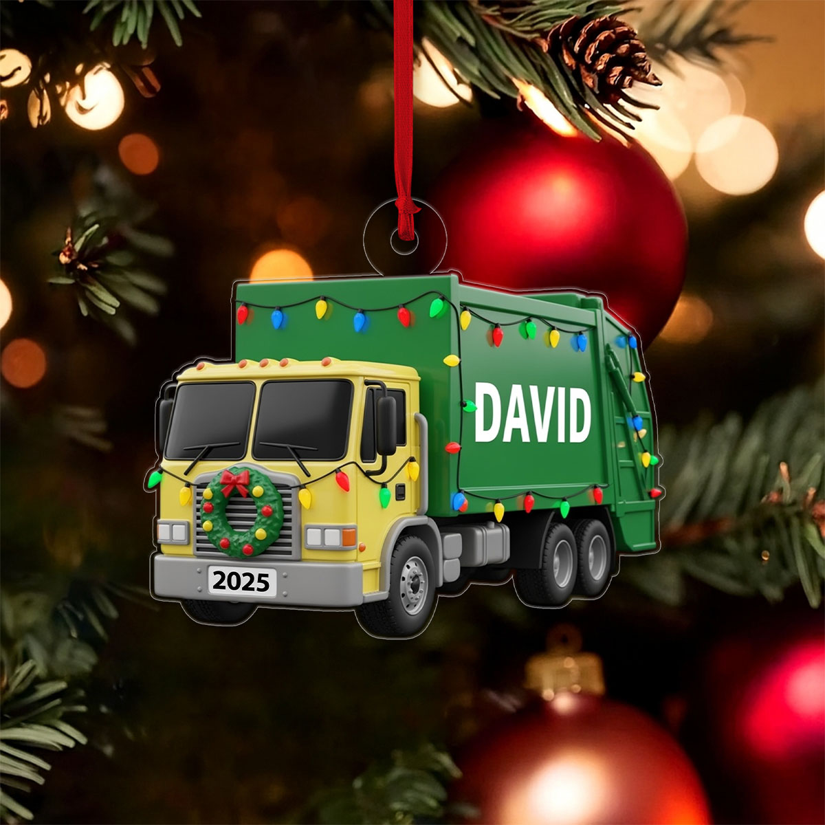 Custom Name Garbage Truck Xmas