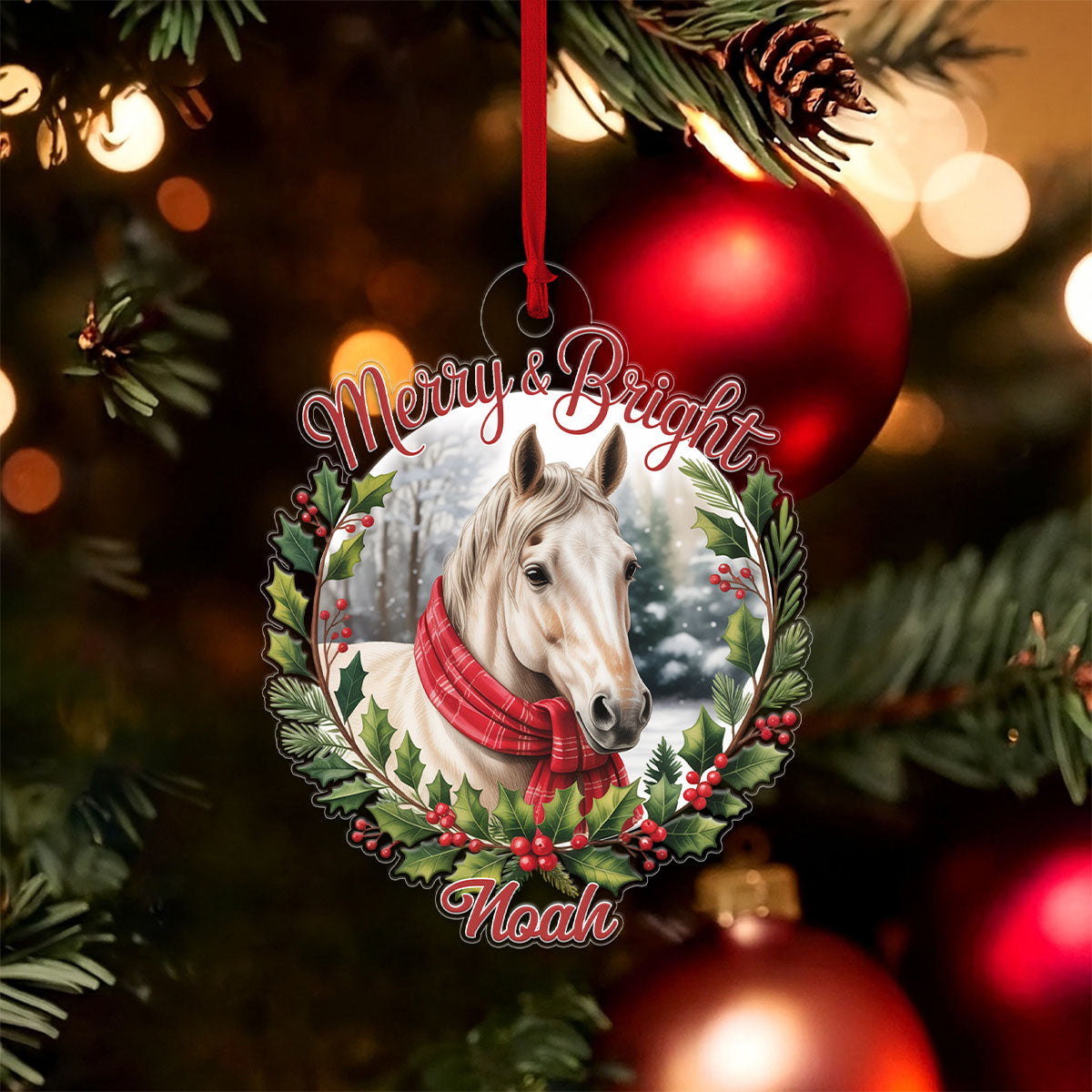 Custom Name Horse Merry And Bright