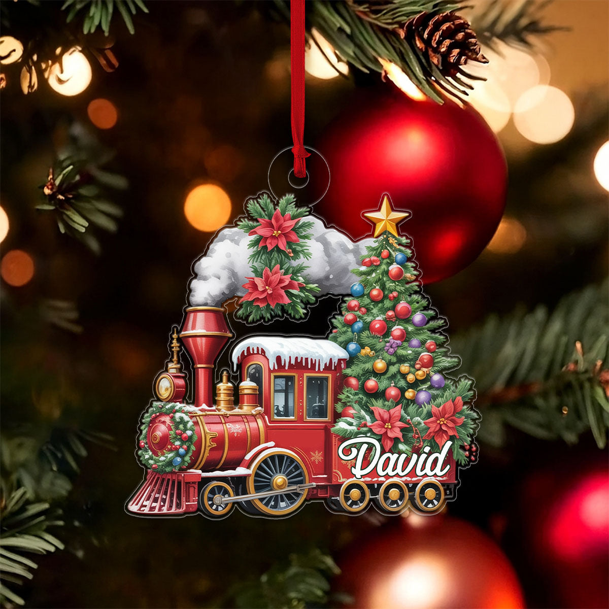Custom Name Train Christmas Ornament