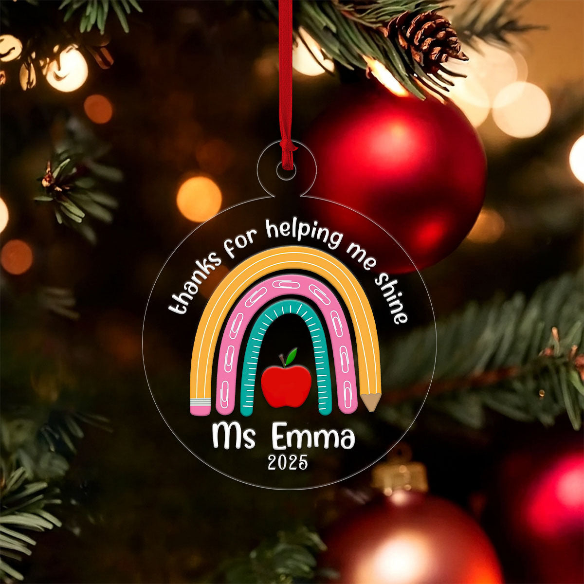 Custom Rainbow Teacher Christmas