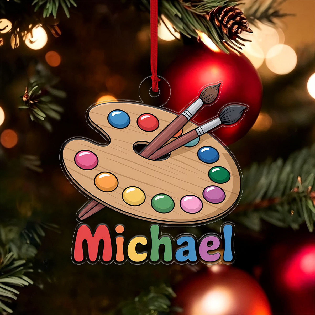 Personalized Paint Palette Ornament, Custom Artist Christmas Ornament, Creative Gift for Painter, Unique Holiday Decoration, Art Keepsake