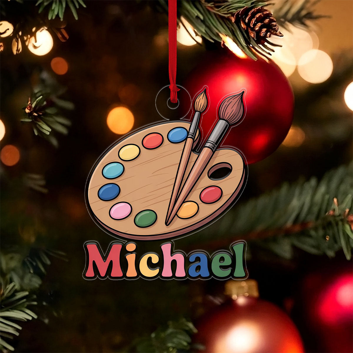 Custom Paint Palette Ornament, Personalized Art Christmas Ornament, Gift for Painter, Artistic Holiday Keepsake, Unique Xmas Decoration