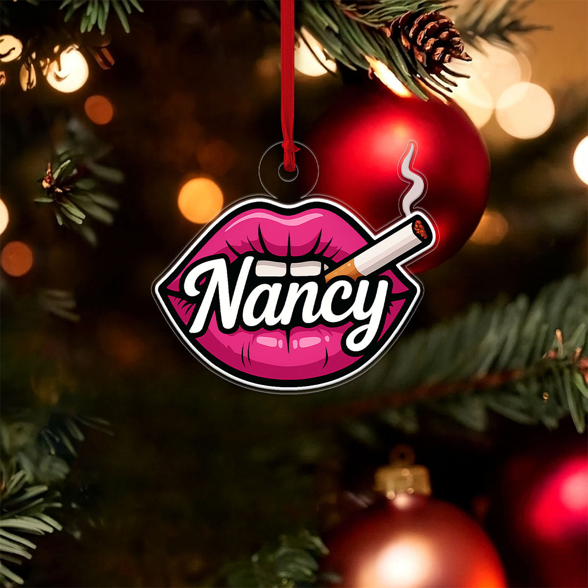 Personalized Bad Girl Ornament, Custom Naughty Christmas Ornament, Funny Adult Humor Ornament, Gag Gift for Her, Unique Holiday Decoration