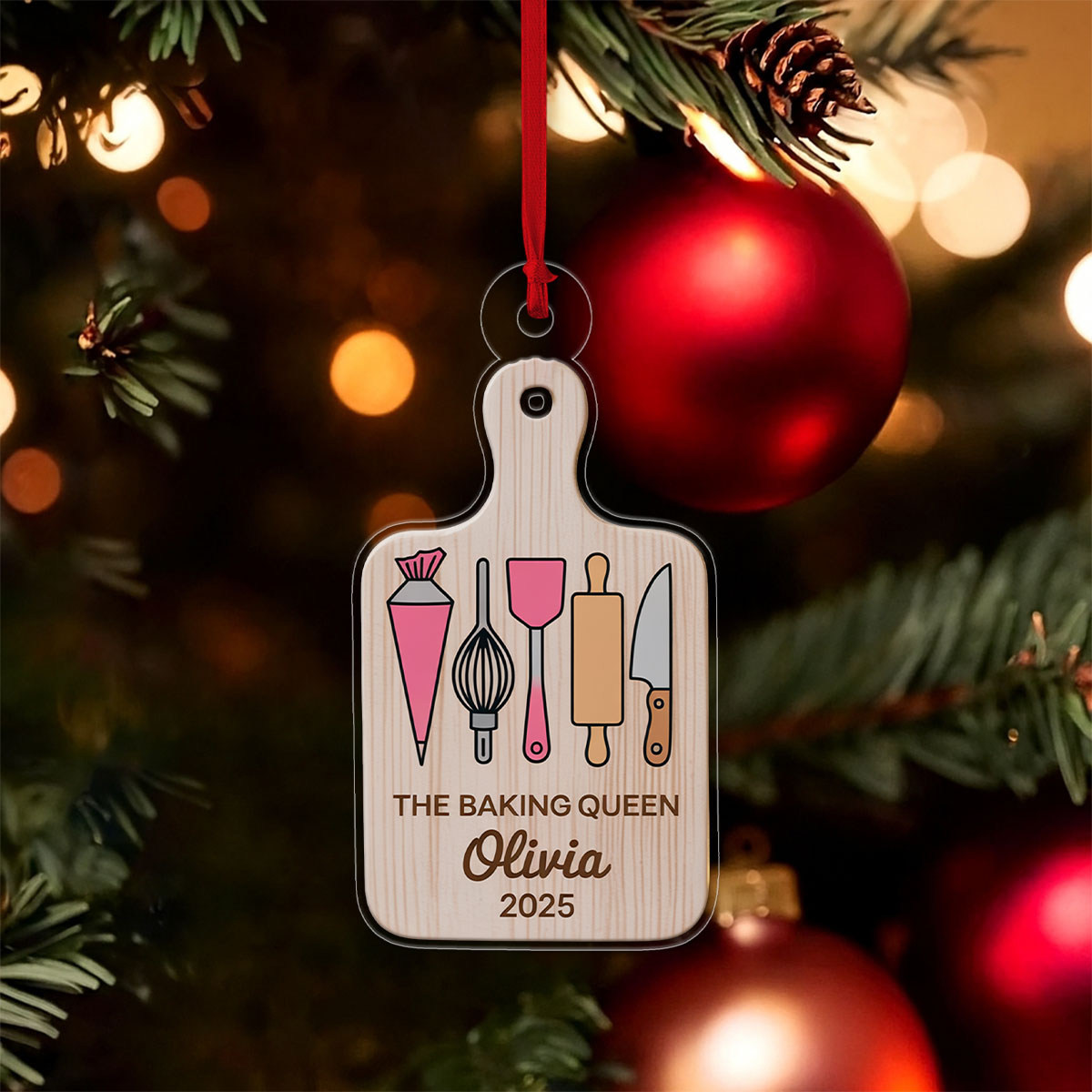 Personalized Baking Acrylic Ornament, Christmas Baking Acrylic Ornament, Gift for Baker, Chef Ornament, Baking Lover Ornament