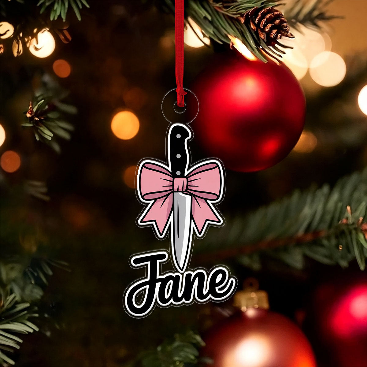 Personalized Bow Knife Ornament, Custom Hunting Christmas Ornament, Funny Gag Gift, Knife Lover Ornament, Unique Weapon Holiday Decoration