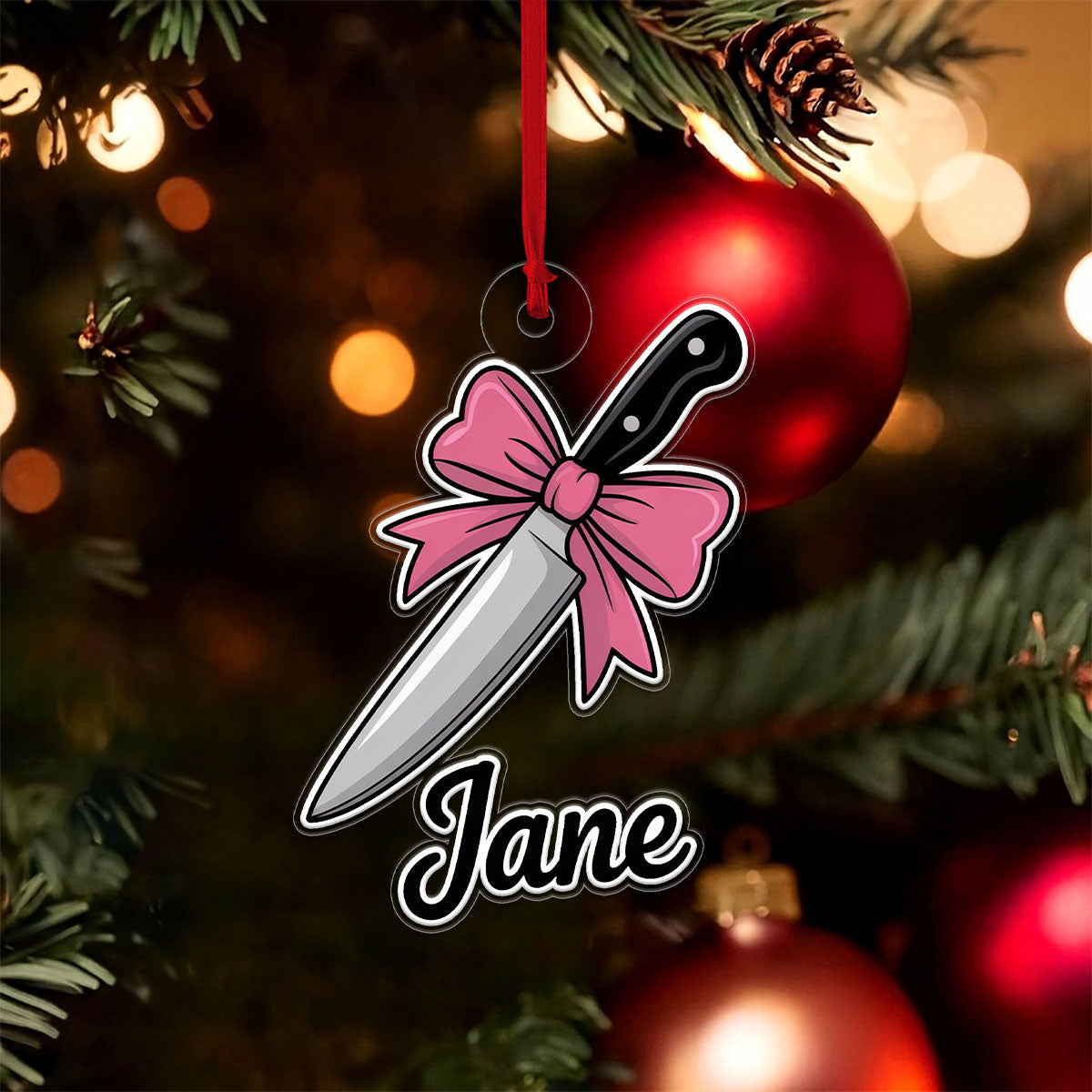 Personalized Bow Knife Ornament, Custom Hunting Christmas Ornament, Funny Gag Gift, Knife Lover Christmas Ornament, Unique Weapon Decoration