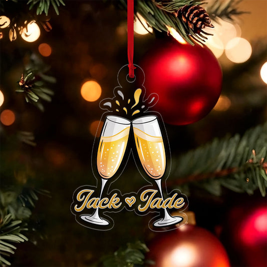 Personalized Cheers Champagne Acrylices Ornament