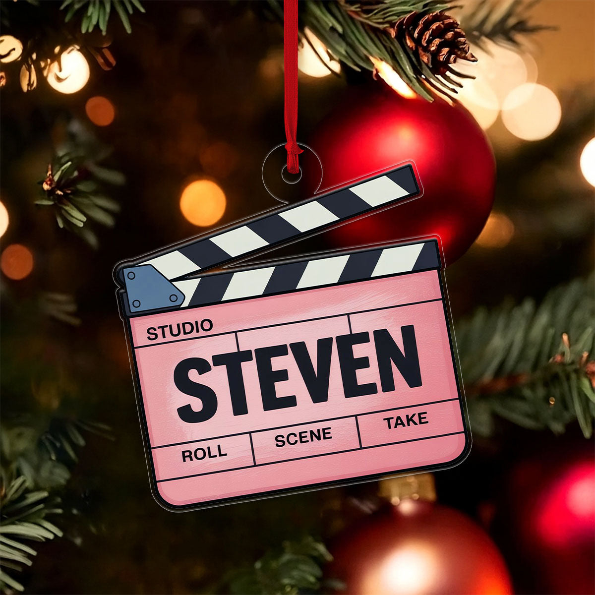 Personalized Clapperboard Ornament, Custom Movie Lover Christmas Ornament, Film Buff Gift, Holiday Keepsake, Unique Film Decoration