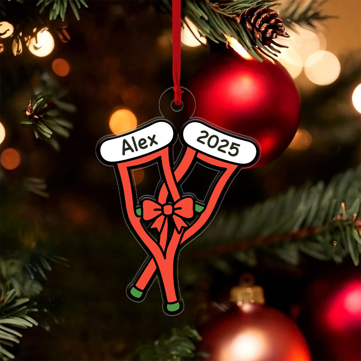 Personalized Crutches Christmas Ornament, Custom Injury Recovery Ornament, Broken Leg Gift, Funny Medical Ornament, Holiday Keepsake