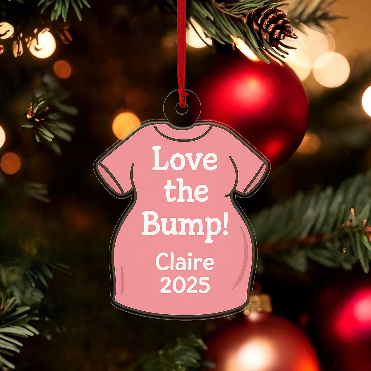 Personalized Love the Bump Ornament, Custom Pregnancy Ornament, New Mom Gift, Expecting Parents Ornament, Baby Announcement Keepsake