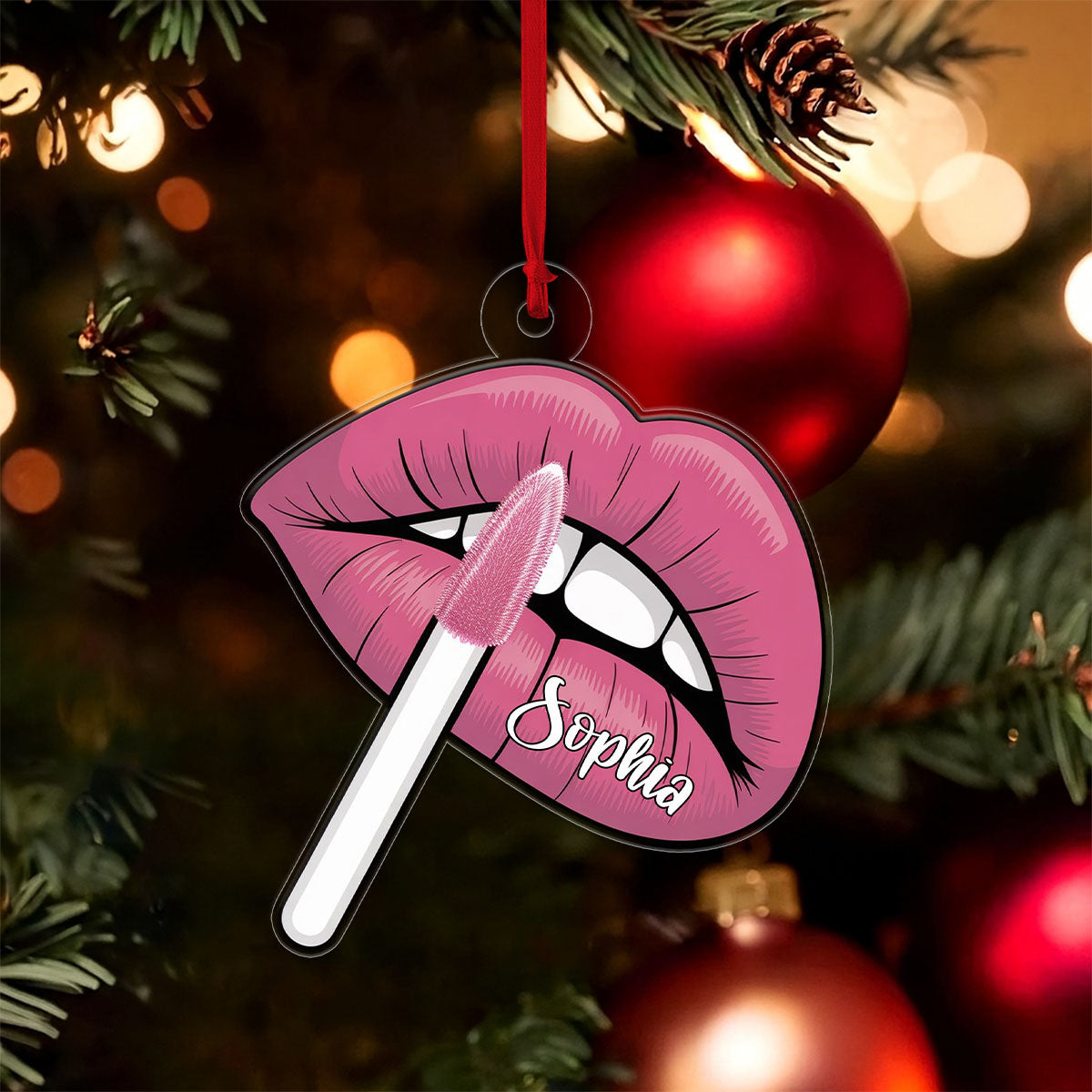 Personalized Sexy Lips Ornament, Custom Lipstick Lips Ornament, Funny Adult Gag Gift, Holiday Decoration, Sexy Girl Ornament