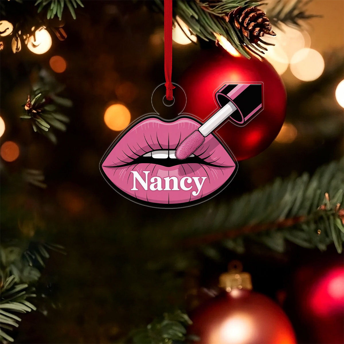 Personalized Sexy Lips Ornament, Custom Lipstick Lips Ornament, Adult Gag Gift, Holiday Decoration, Sexy Girl Ornament, Funny Ornament