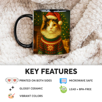 Custom Photo Cat Christmas Oufit Mug