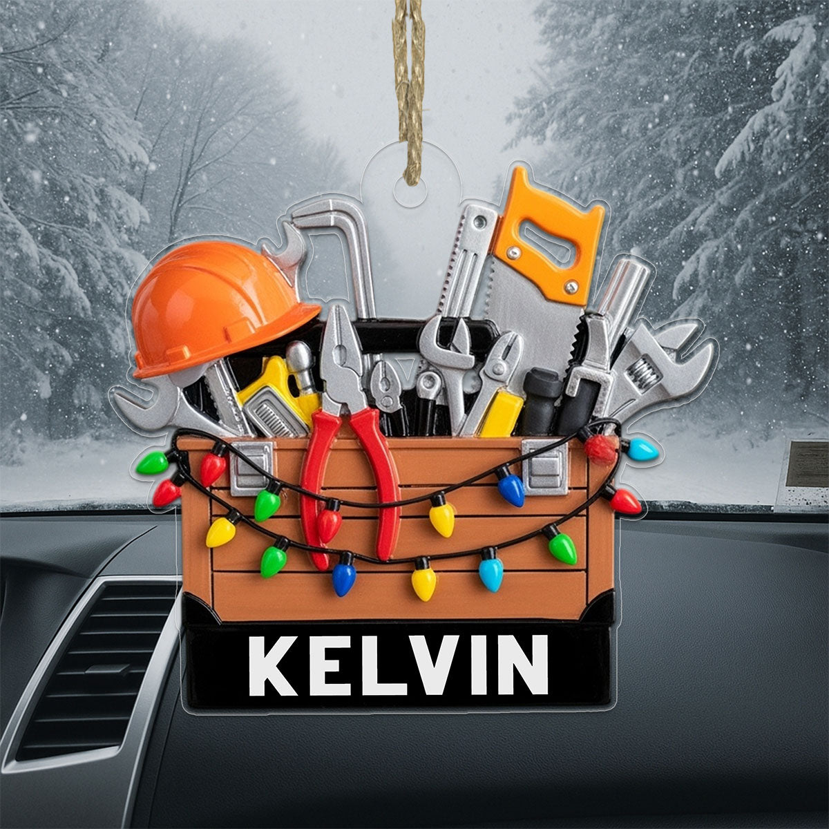 Custom Name Construction Worker Christmas Light Mechanic Tools