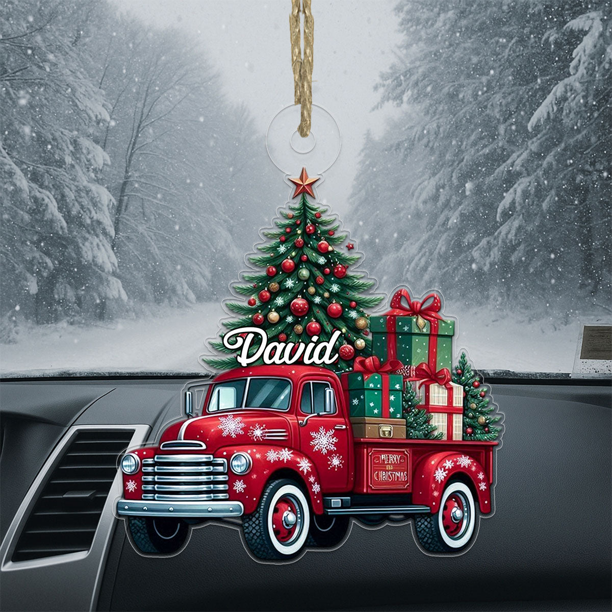 Custom Name Farm Truck Car Xmas Tree