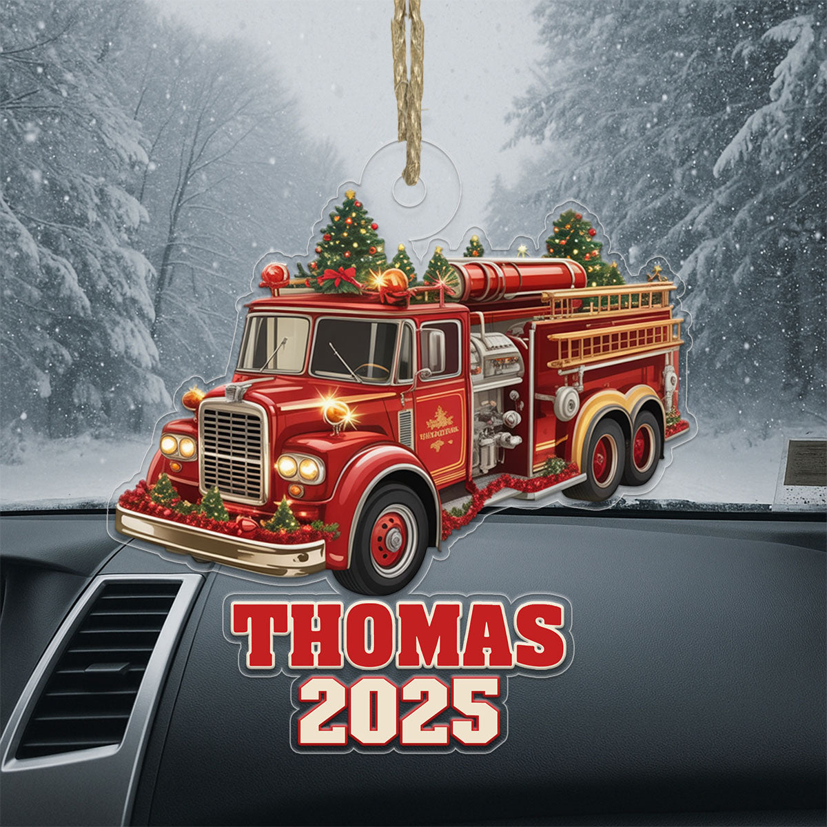 Custom Name Fire Truck Xmas