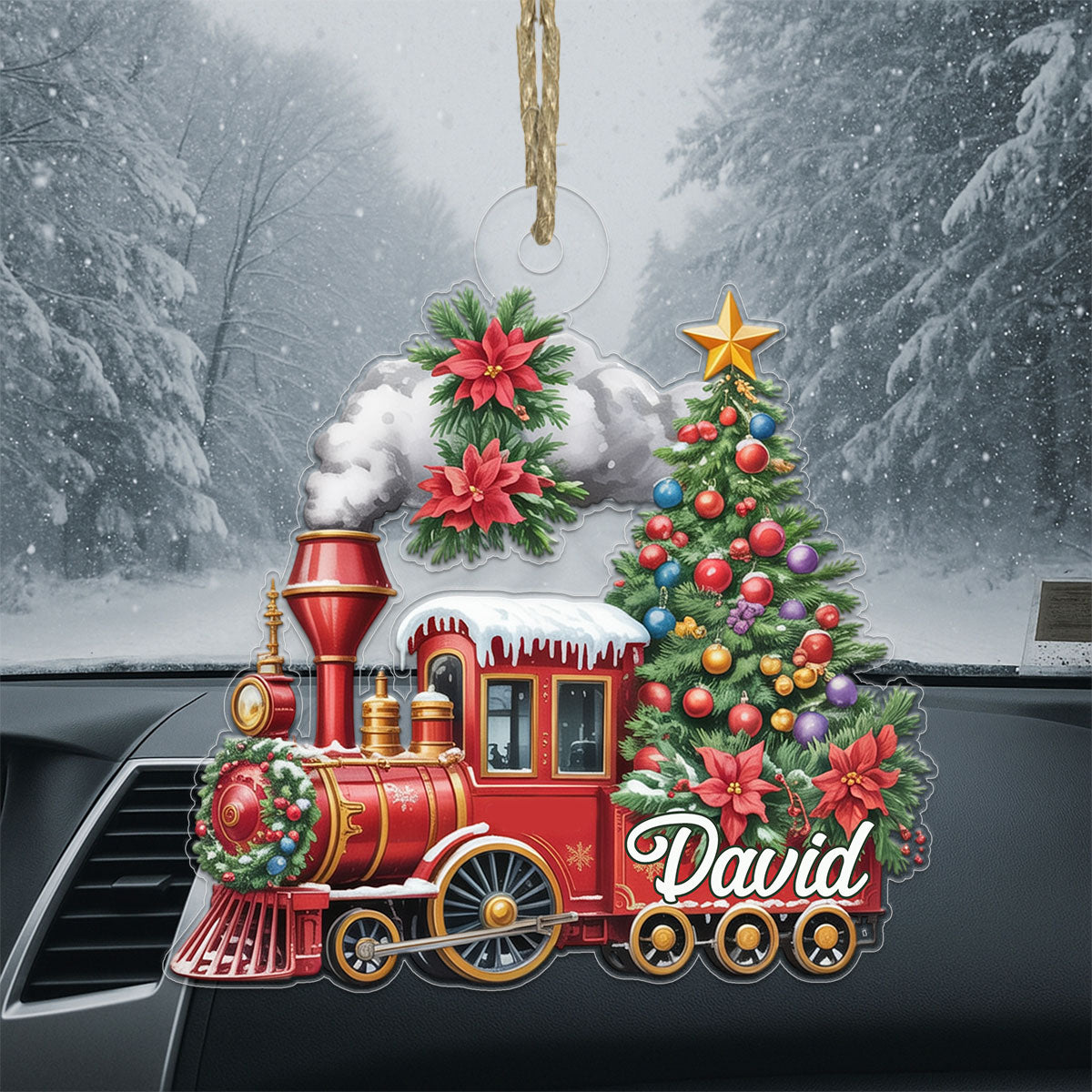 Custom Name Train Christmas Ornament