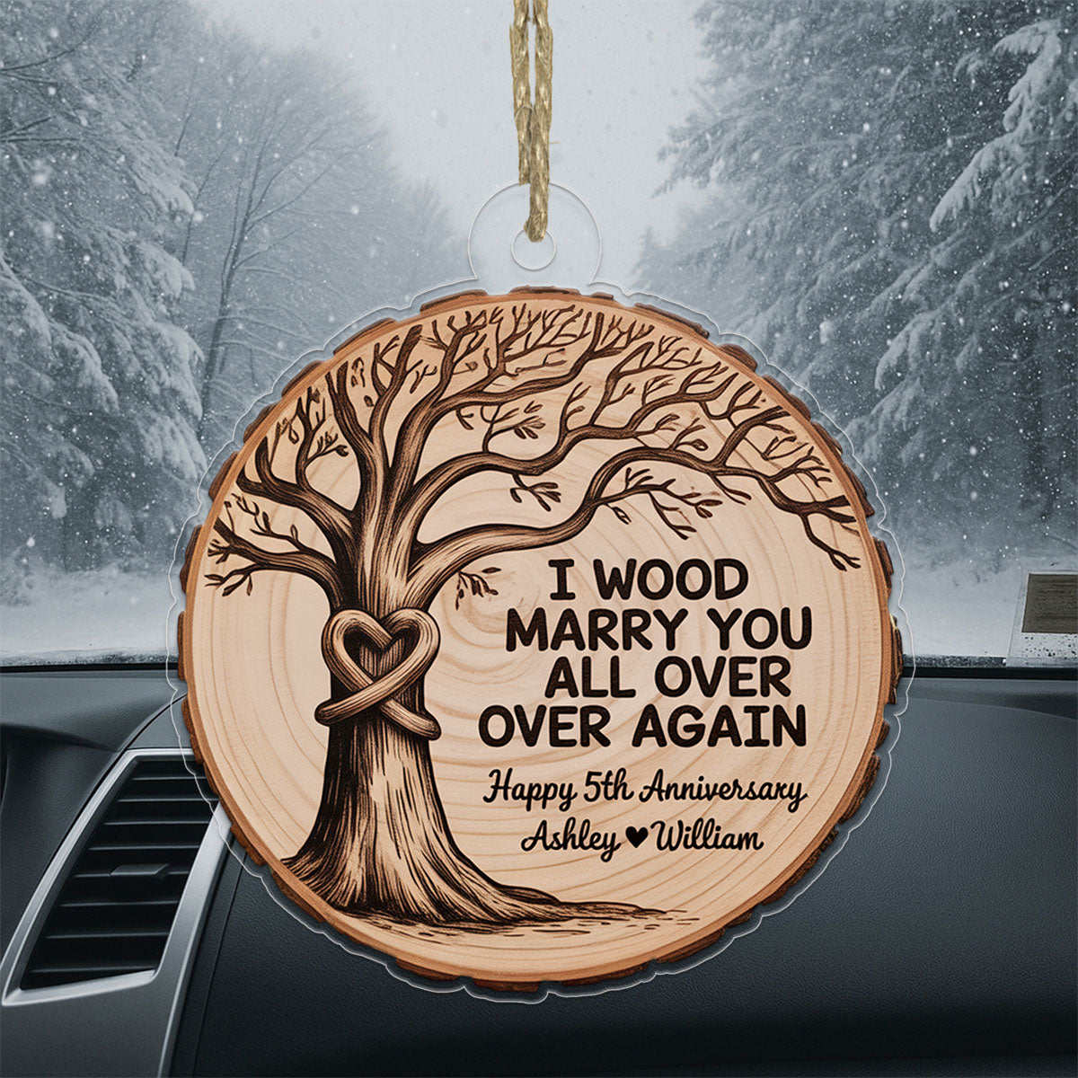 Personalized Anniversary Wedding With Tree Ornament, Wedding Gift for Couple, Any Year Marriage Anniversary Gift, Family Tree Love Keepsake