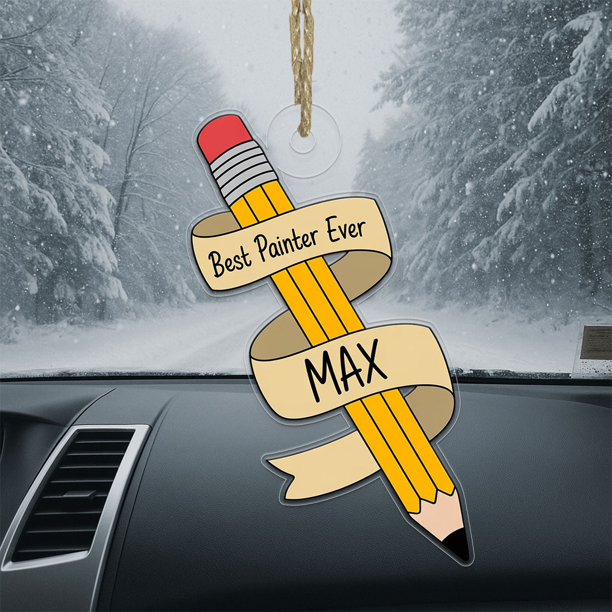 Personalized Best Painter Ever Pencil Ornament, Custom Artist Christmas Ornament, Gift for Painter, Creative Holiday Decoration
