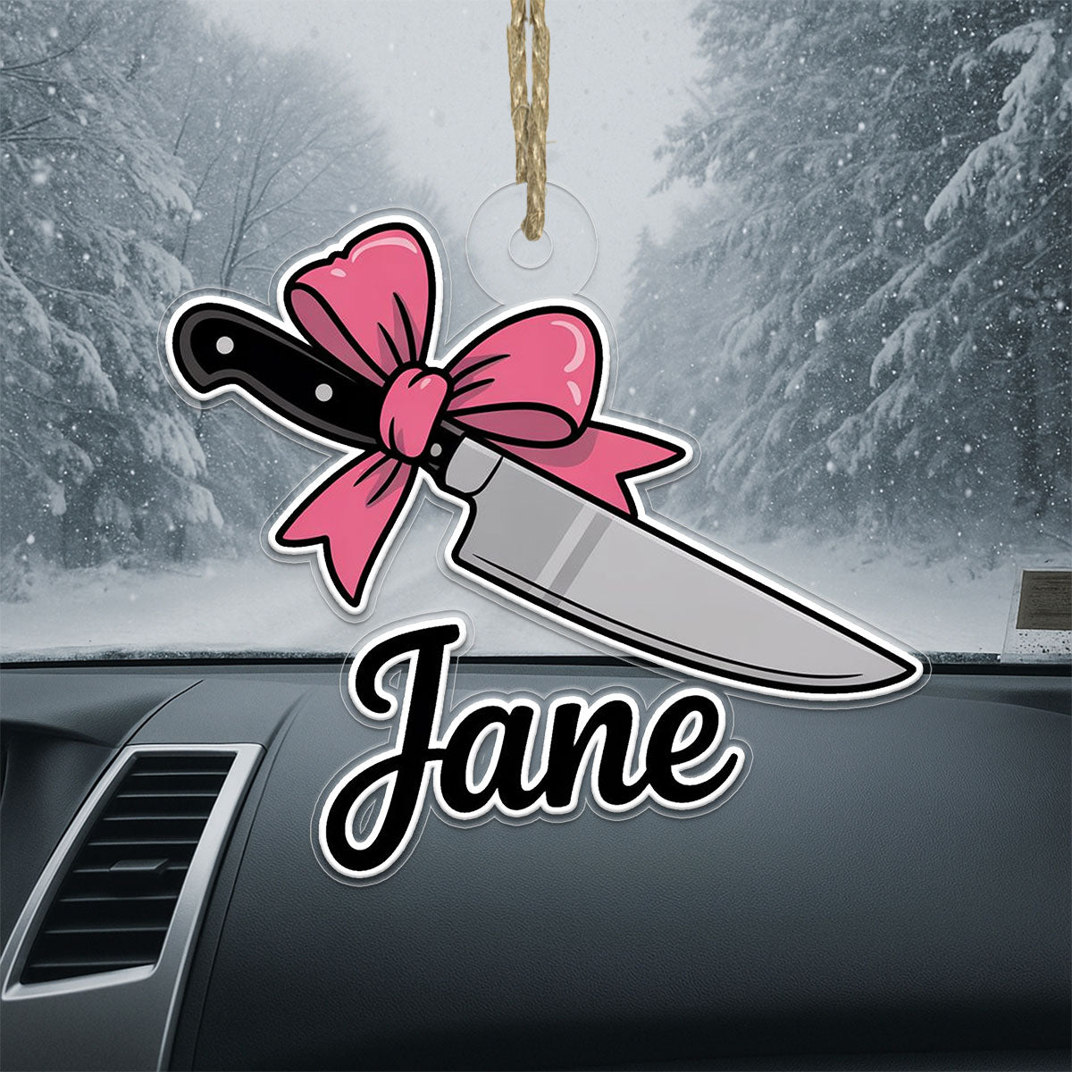 Funny Bow Knife Ornament, Personalized Christmas Ornament, Custom Gag Gift Decoration, Unique Knife Lover Ornament, Holiday Humor Keepsake