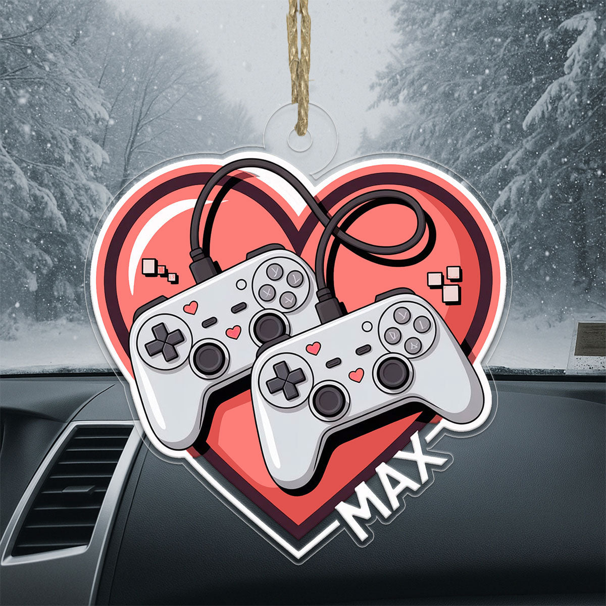 Personalized Video Game With Heart Ornament, Custom Christmas Ornament for Gamer, Funny Gaming Gift, Custom Gaming Gift for Him Her