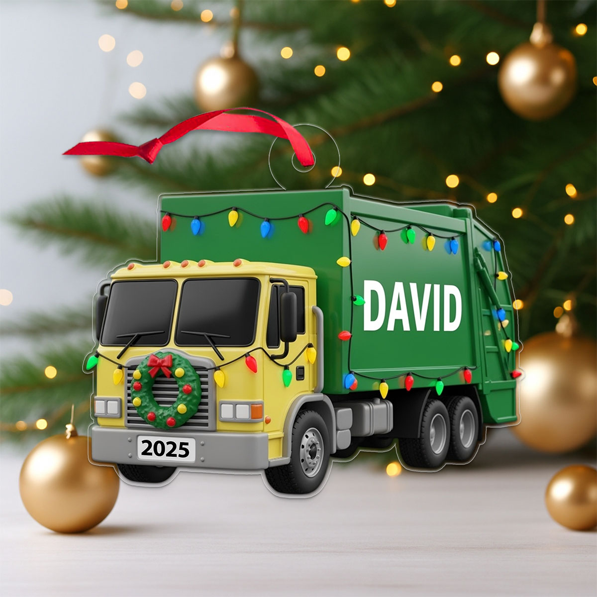 Custom Name Garbage Truck Xmas