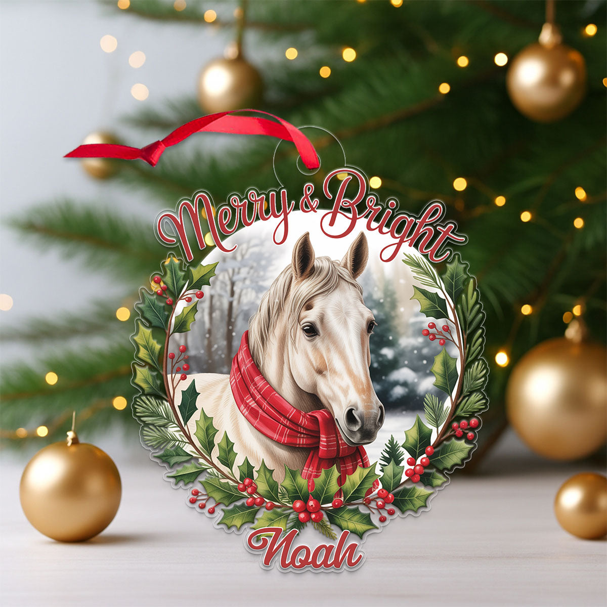 Custom Name Horse Merry And Bright